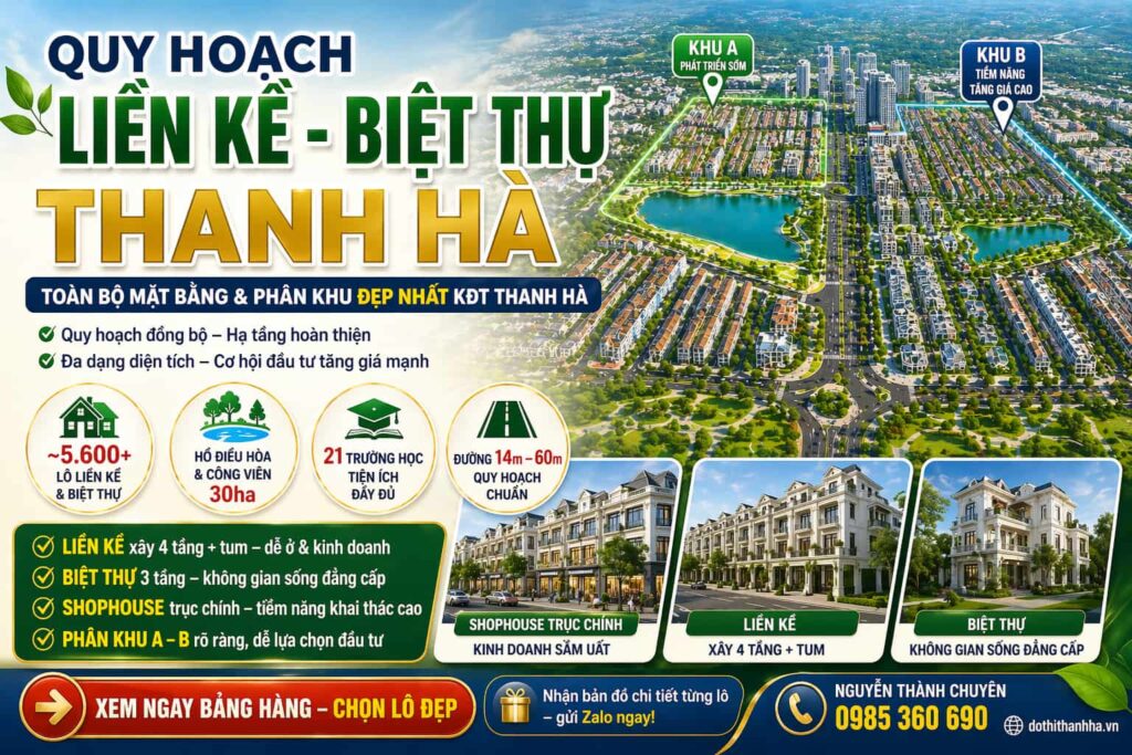 quy hoạch liền kề biệt thự thanh hà