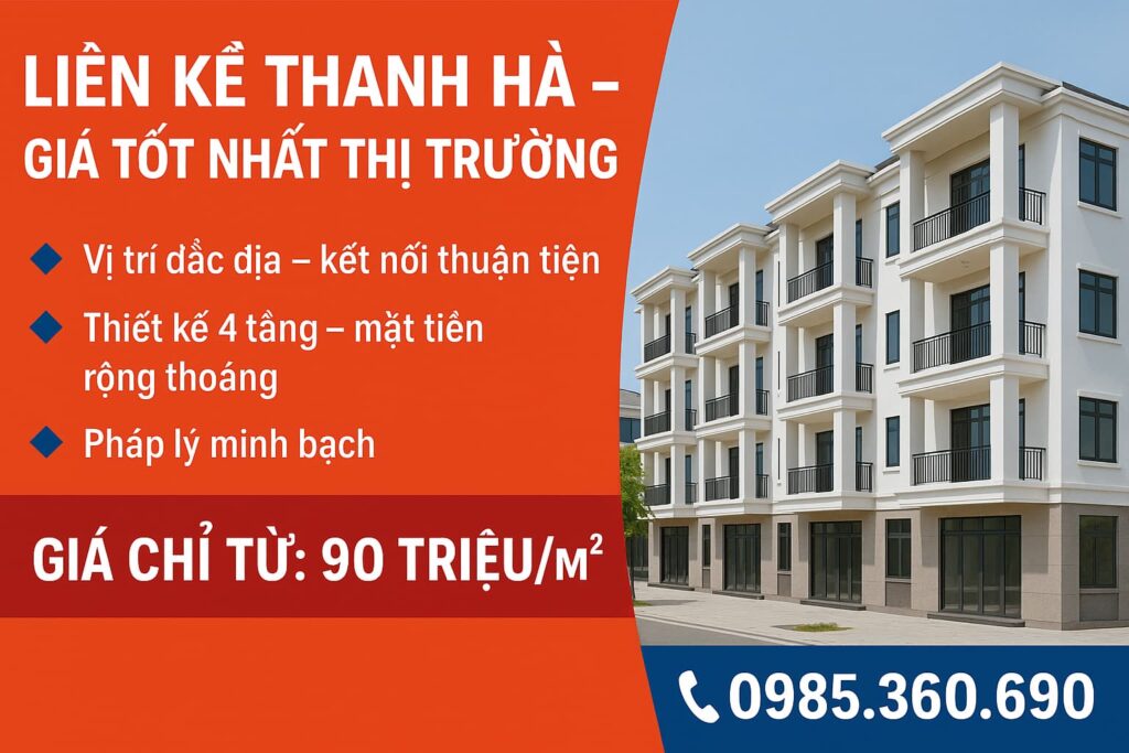 liền kề biệt thự thanh hà tháng 5/2025
