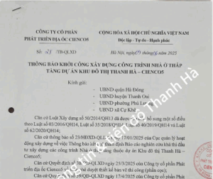thông báo khởi công