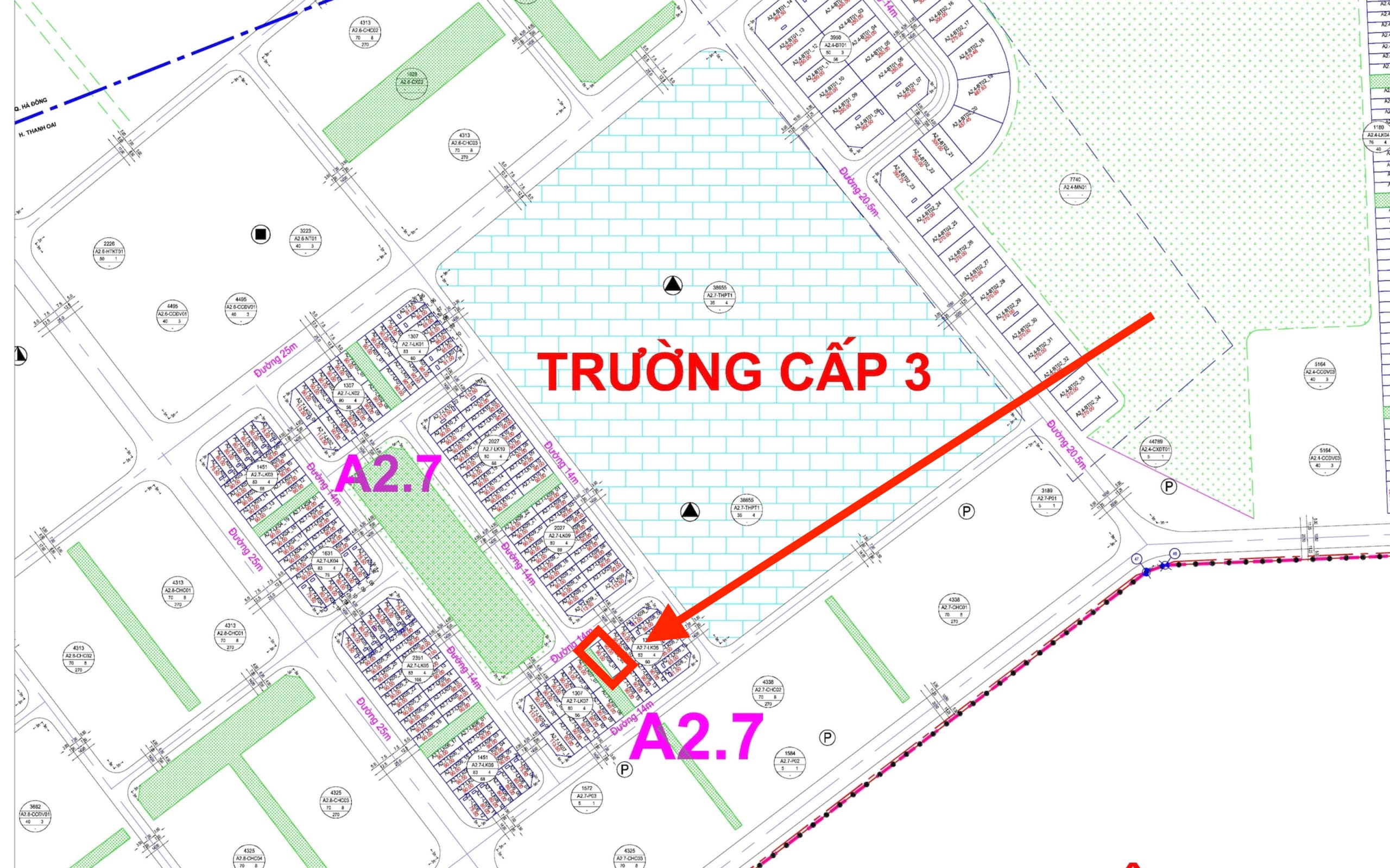 liền kề thanh hà a2.7 liền kề 8 góc xẻ khe