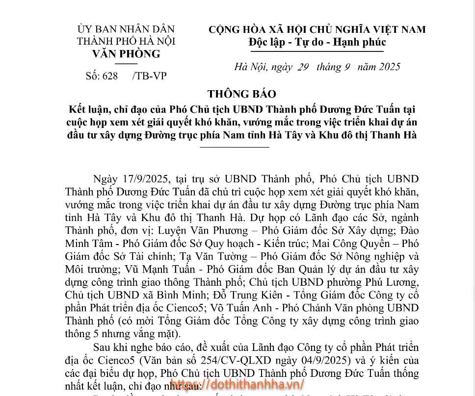 vướng mắc khu đô thị thanh hà