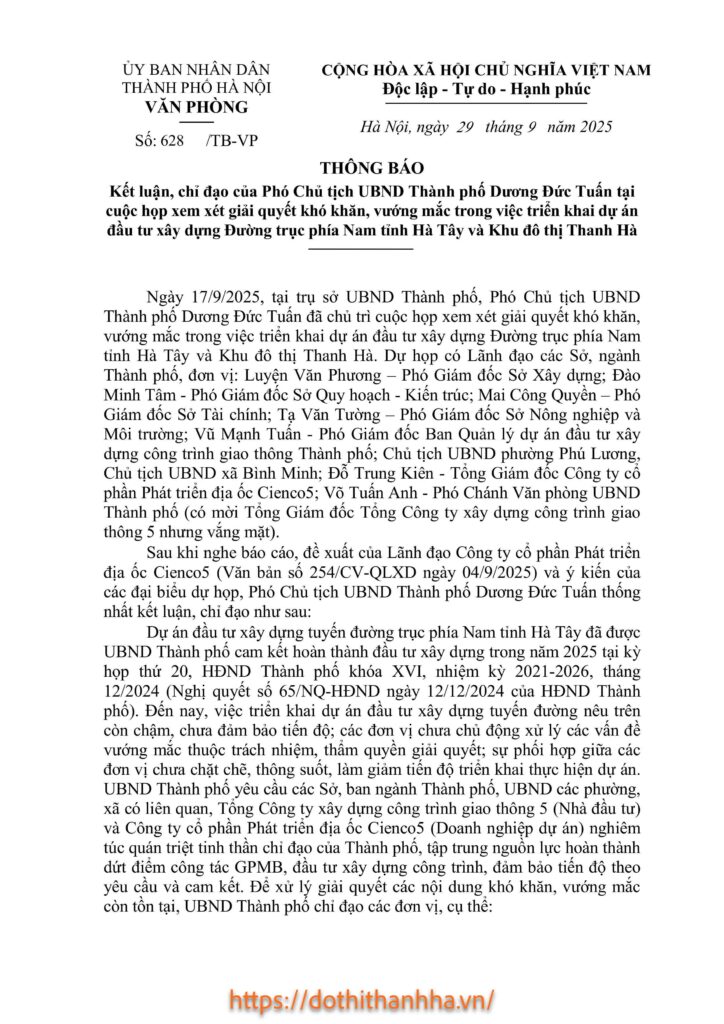 vướng mắc khu đô thị thanh hà