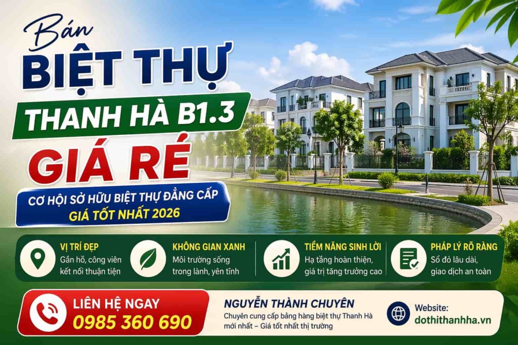 bán biệt thự thanh hà b1.3 giá rẻ