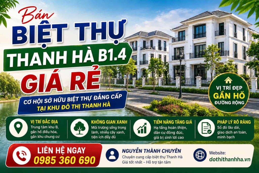 bán biệt thự thanh hà b1.4 giá rẻ