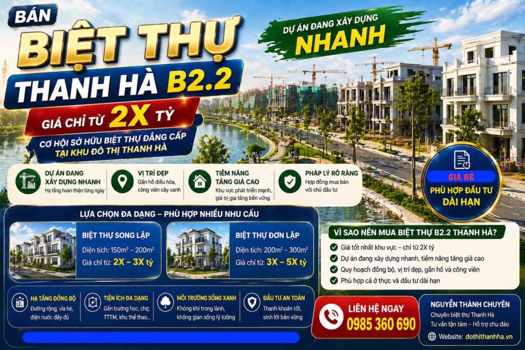 bán biệt thự thanh hà b2.2 giá rẻ