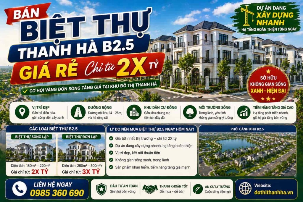 bán biệt thự thanh hà b2.5 giá rẻ