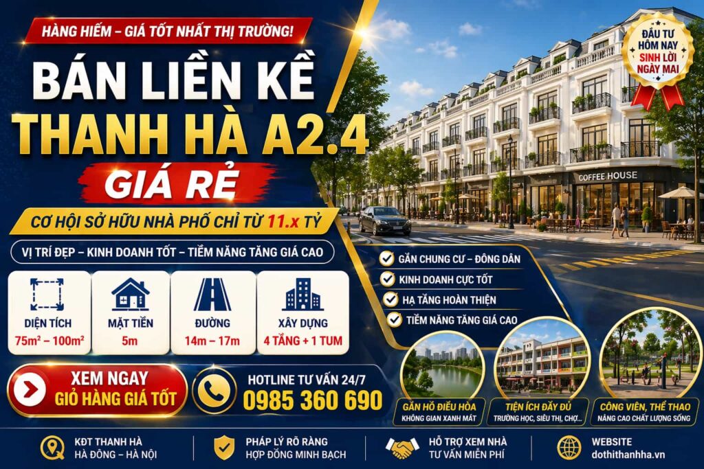 bán liền kề thanh hà a2.4 giá rẻ