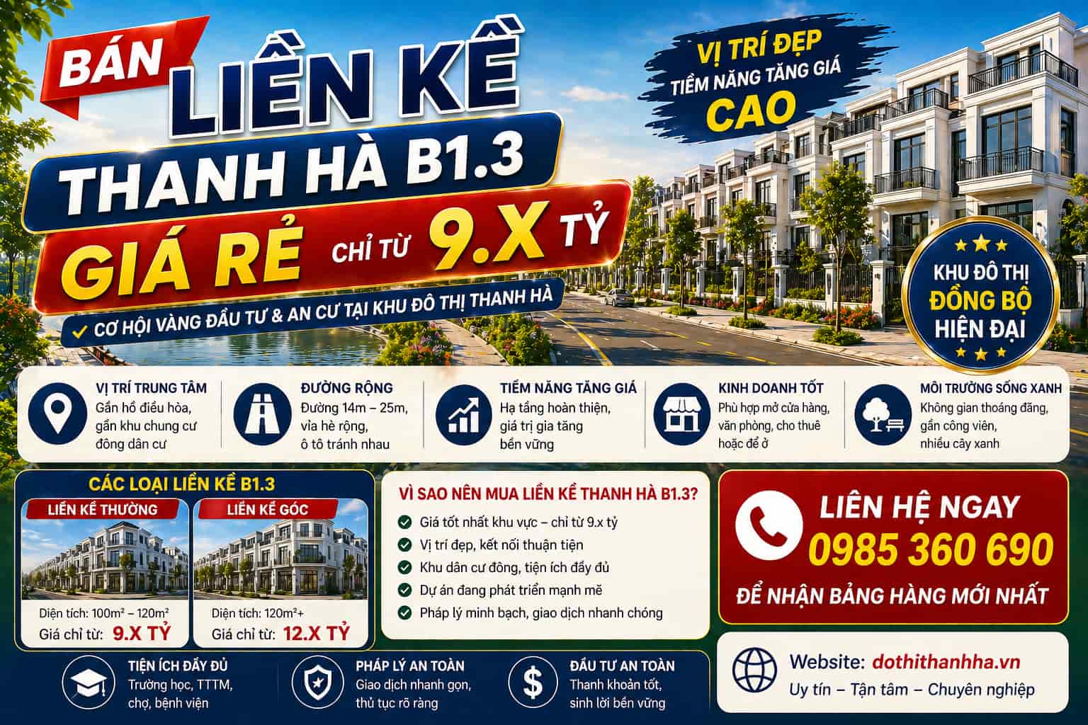 bán liền kề thanh hà b1.3 giá rẻ