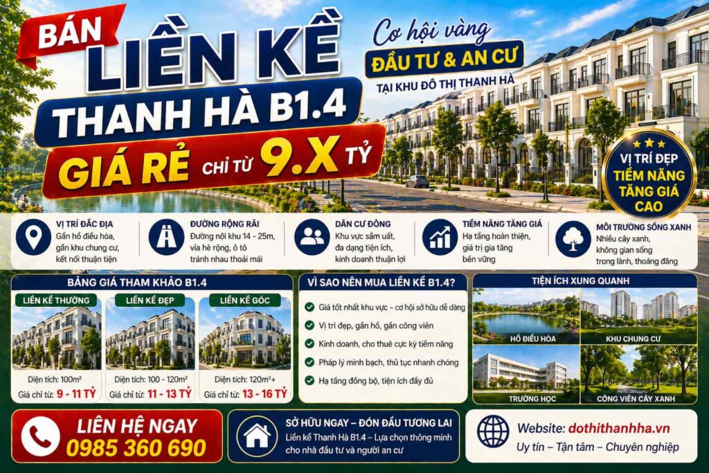 bán liền kề thanh hà b1.4 giá rẻ