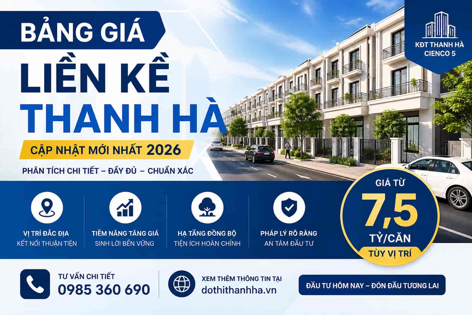 bảng giá liền kề thanh hà
