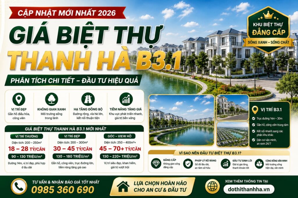 bán biệt thự thanh hà b3.1 giá rẻ
