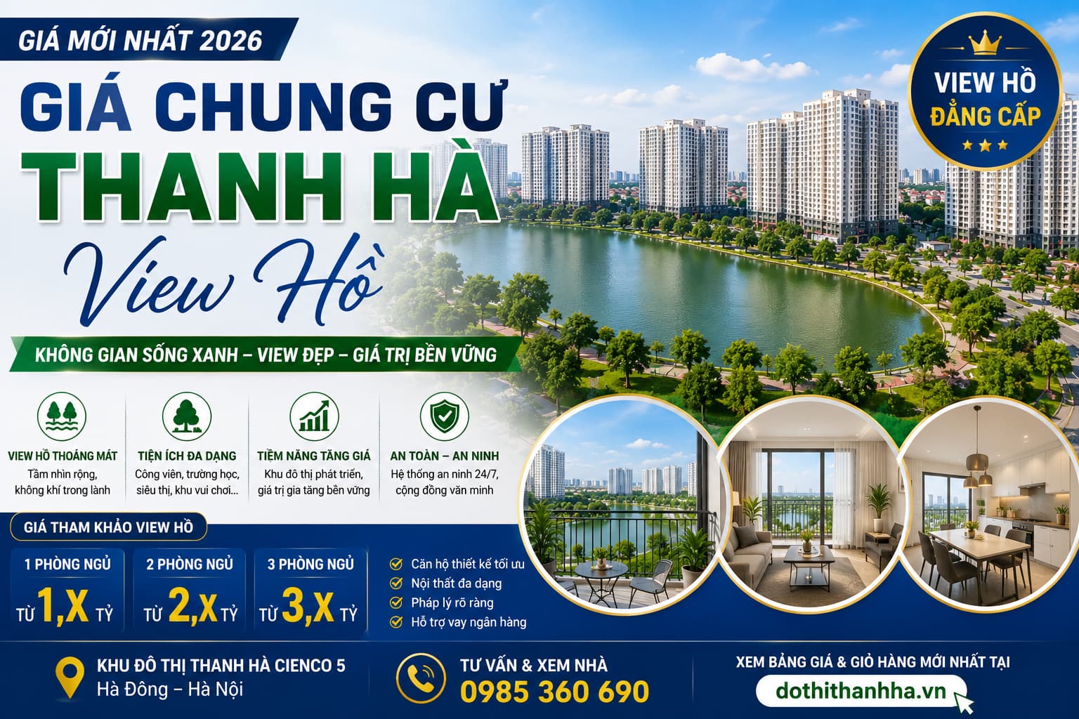 giá chung cư thanh hà view hồ