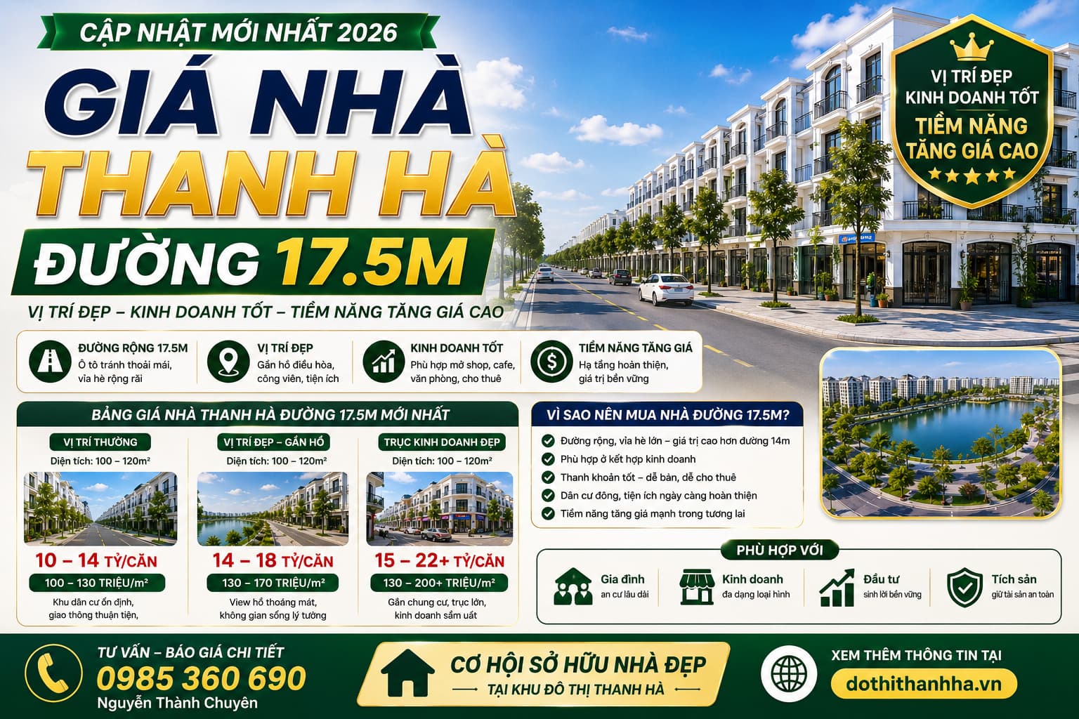 giá nhà thanh hà đường 17.5m