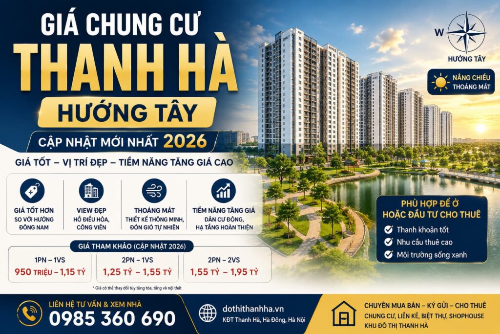 giá chung cư thanh hà hướng tây