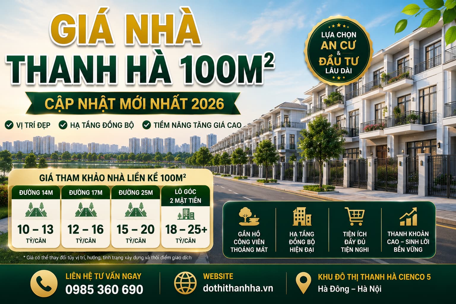 giá nhà thanh hà 100m2