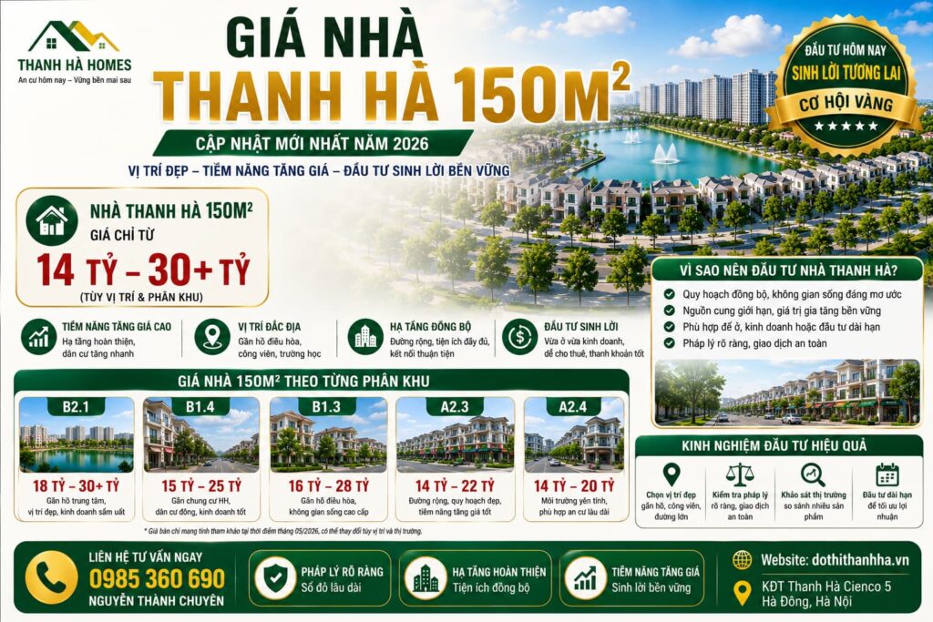 giá nhà thanh hà 150m2