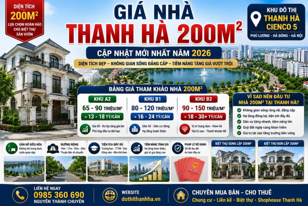 giá nhà thanh hà 200m2