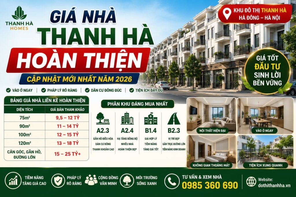 giá nhà thanh hà hoàn thiện