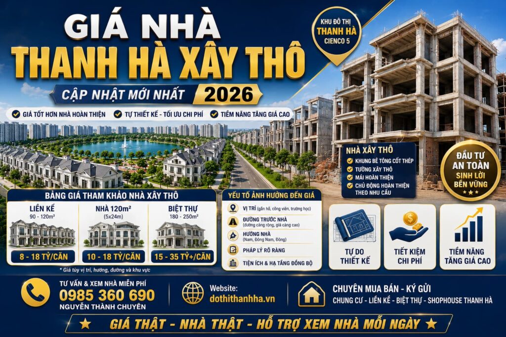 giá nhà thanh hà xây thô