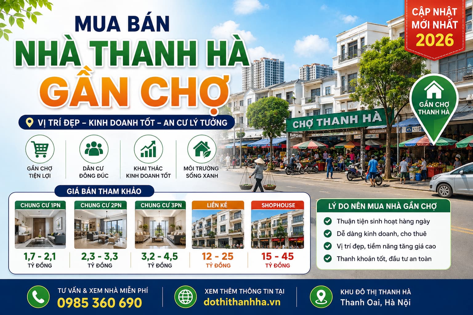 mua bán nhà thanh hà gần chợ