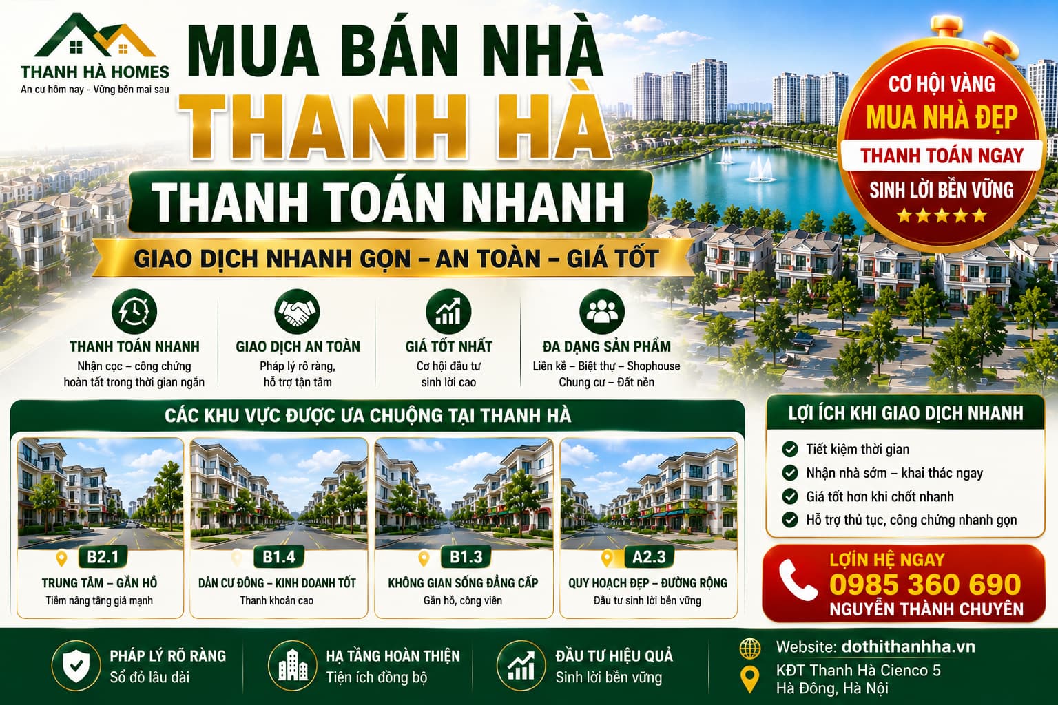 mua bán nhà thanh hà thanh toán nhanh