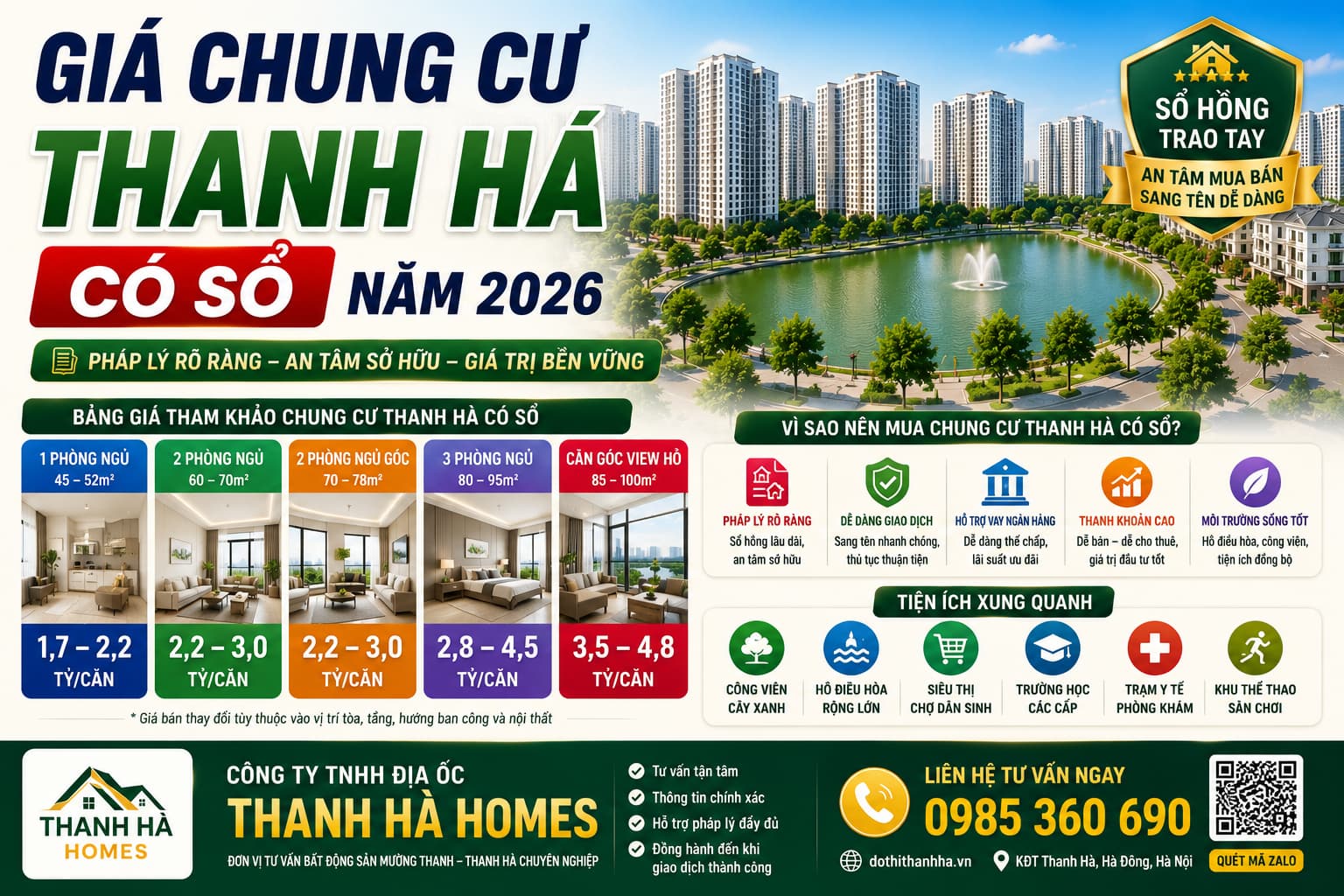 giá chung cư thanh hà có sổ