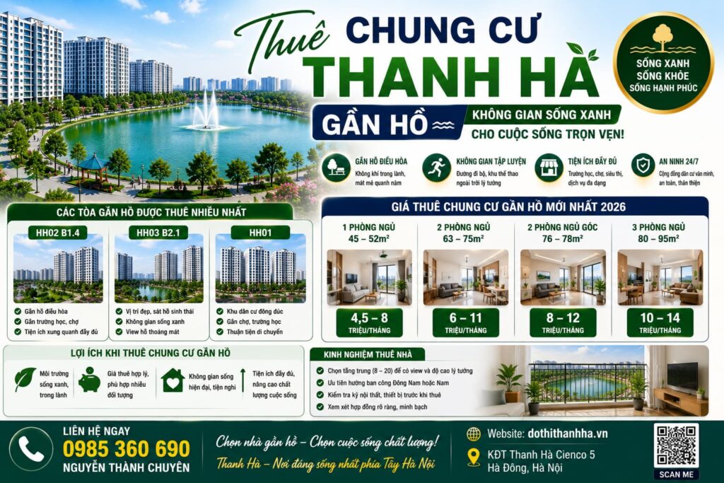 thuê chung cư thanh hà gần hồ