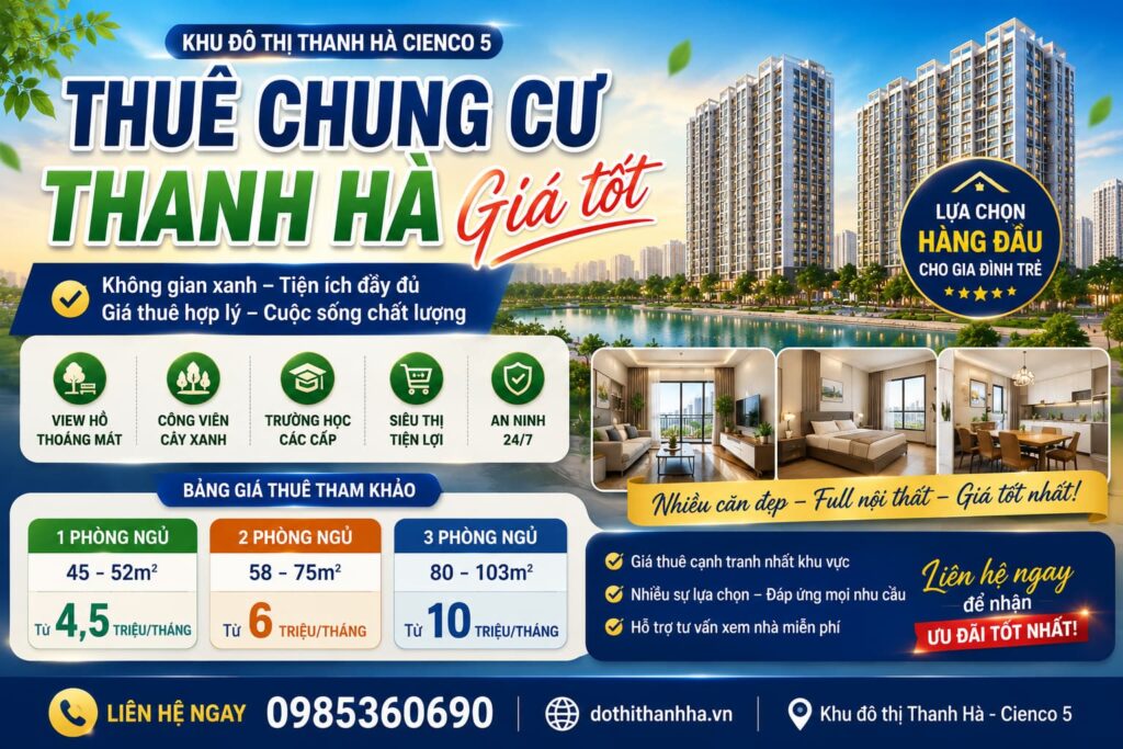 thuê chung cư thanh hà giá tốt
