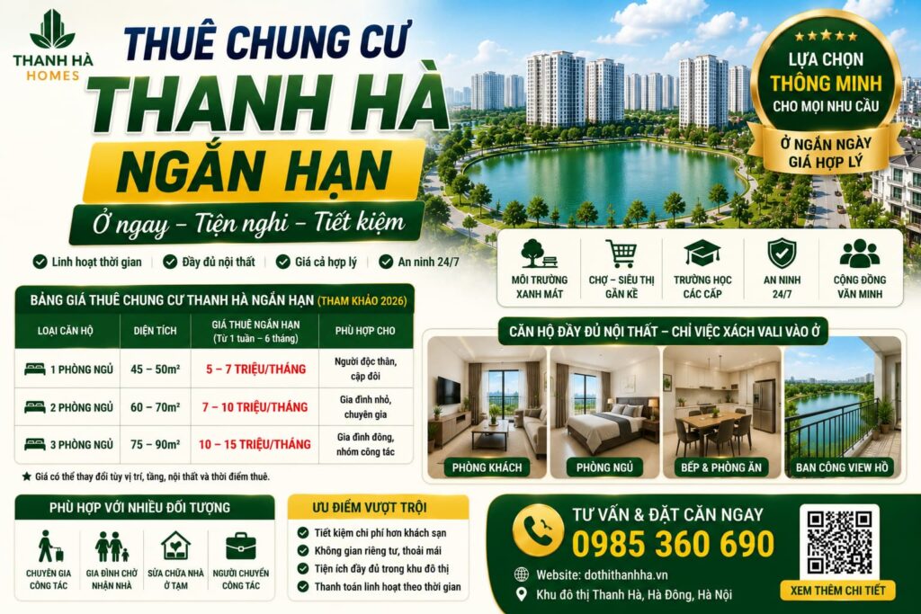 thuê chung cư thanh hà ngắn hạn