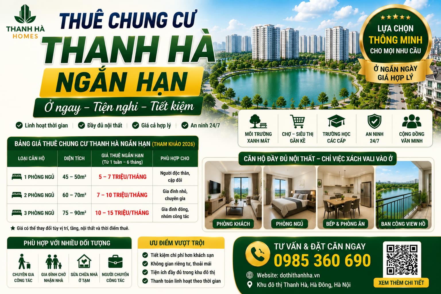 thuê chung cư thanh hà ngắn hạn