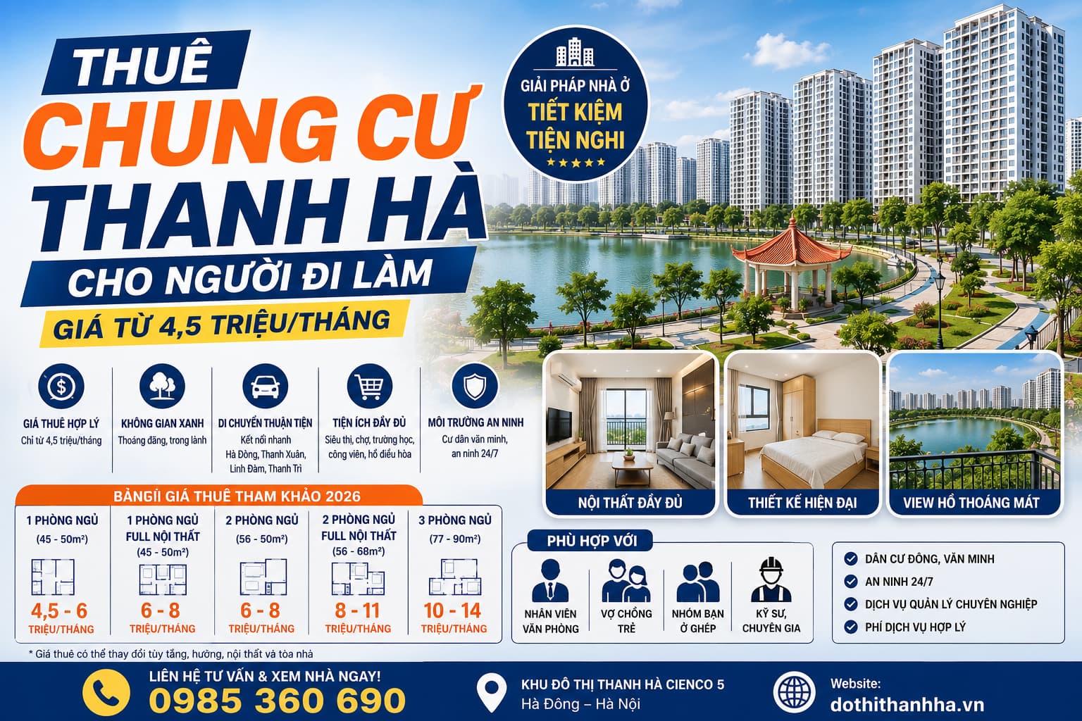 thuê chung cư thanh hà người đi làm