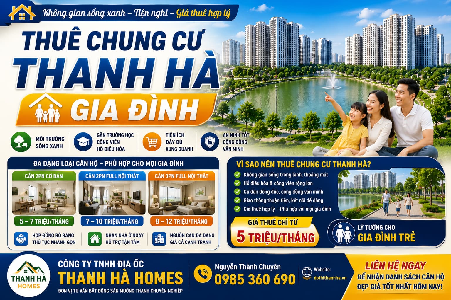 thuê chung cư thanh hà gia đình