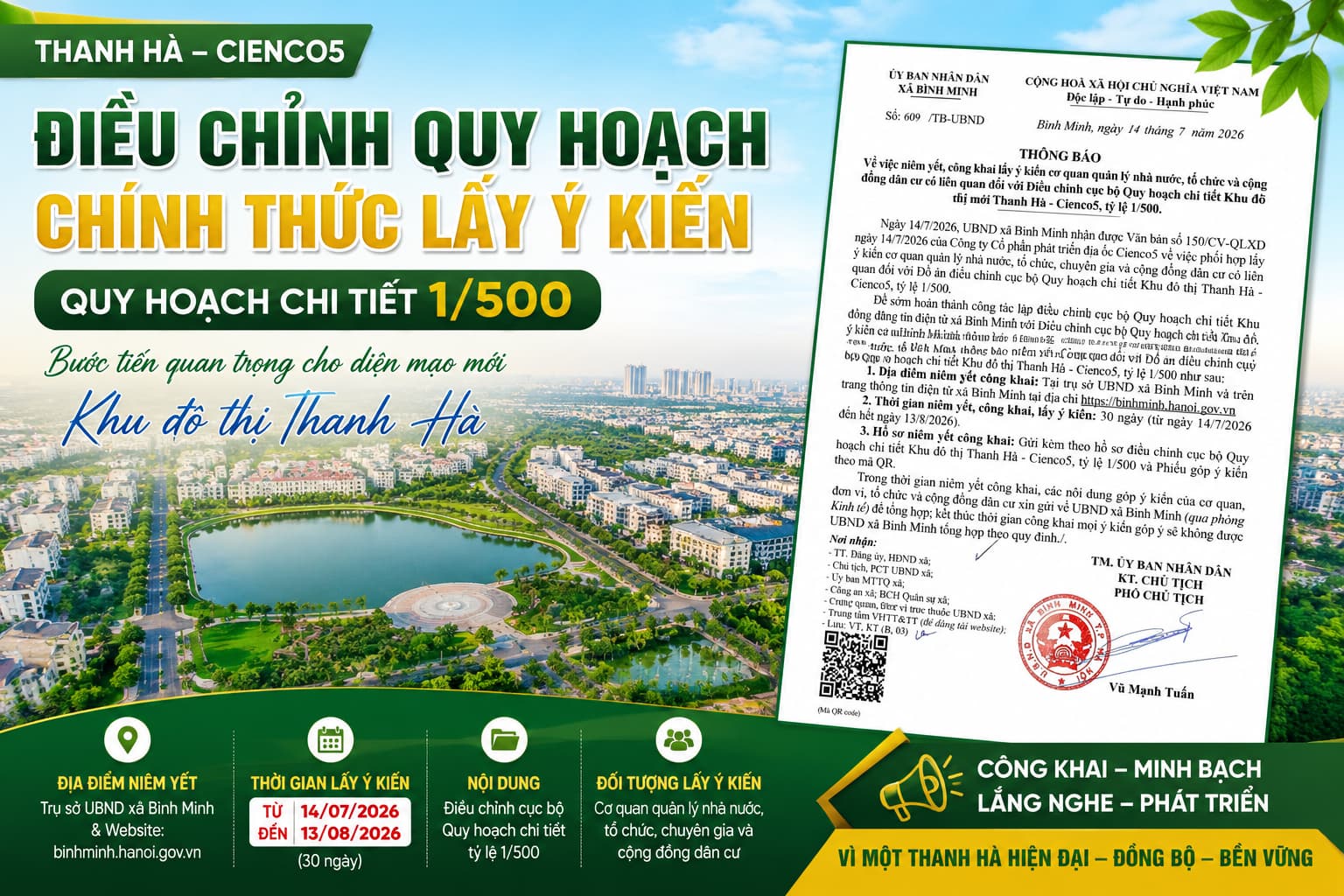 điều chỉnh quy hoạch thanh hà cienco 5
