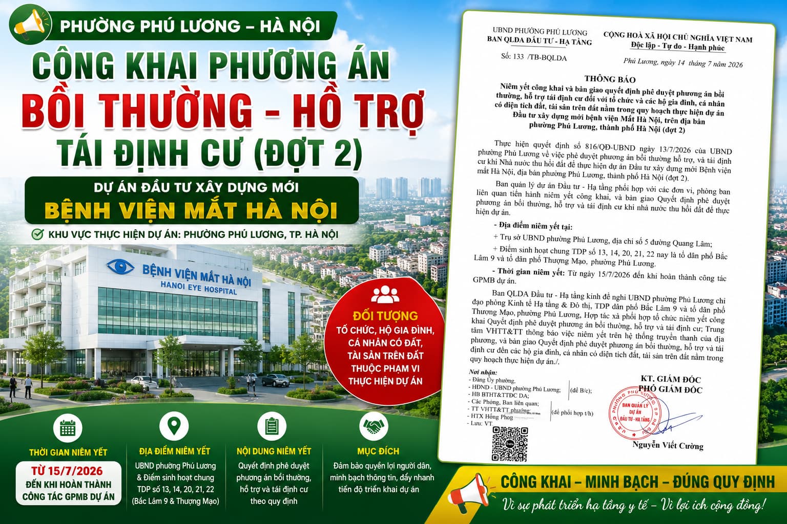niêm yết công khai bồi thường tái định cư
