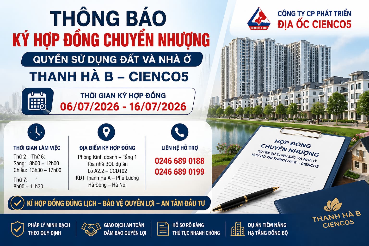 thông báo ký hợp đồng chuyển nhượng thanh hà