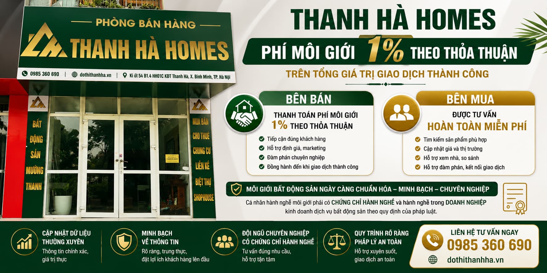 mức phí hoa hồng môi giới thanh hà