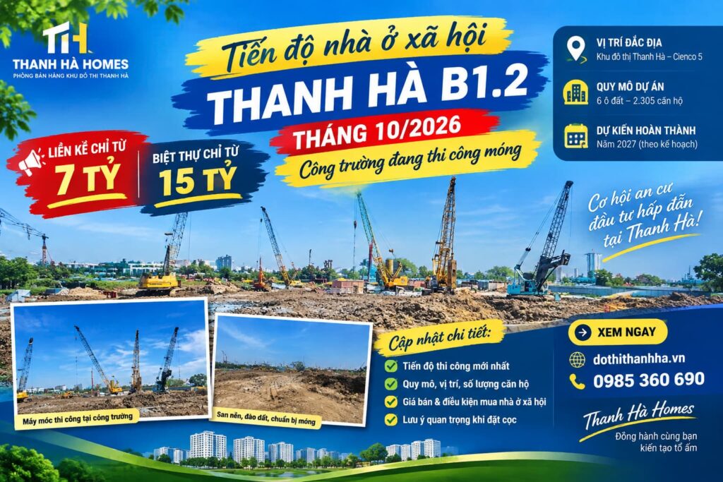 tiến độ nhà ở xã hội thanh hà b1.2