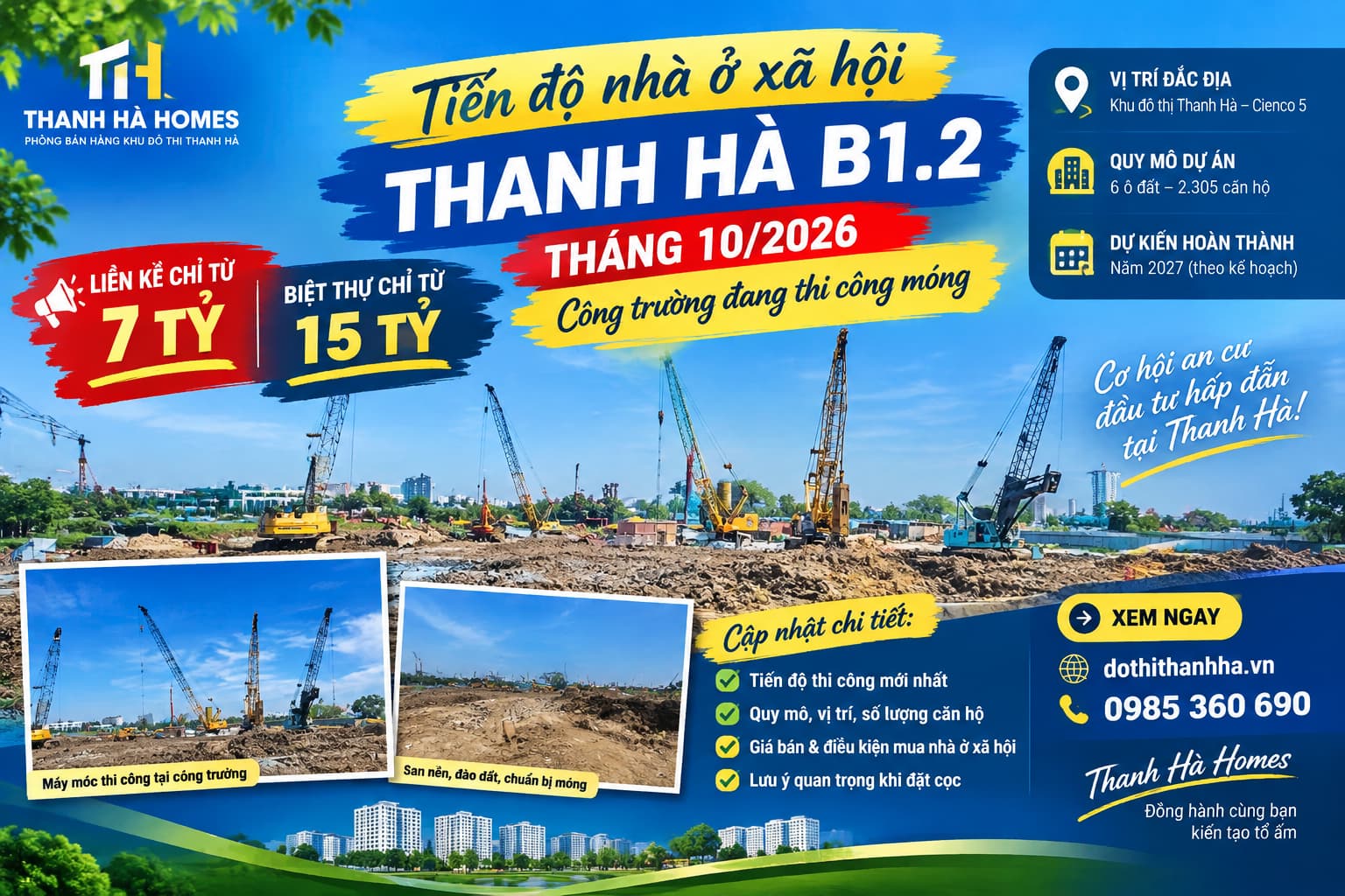tiến độ nhà ở xã hội thanh hà b1.2